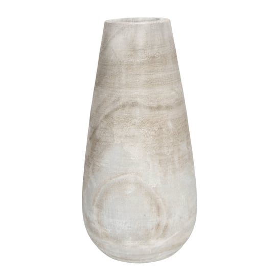15&#x22; Paulownia Wood Gray Wash Vase